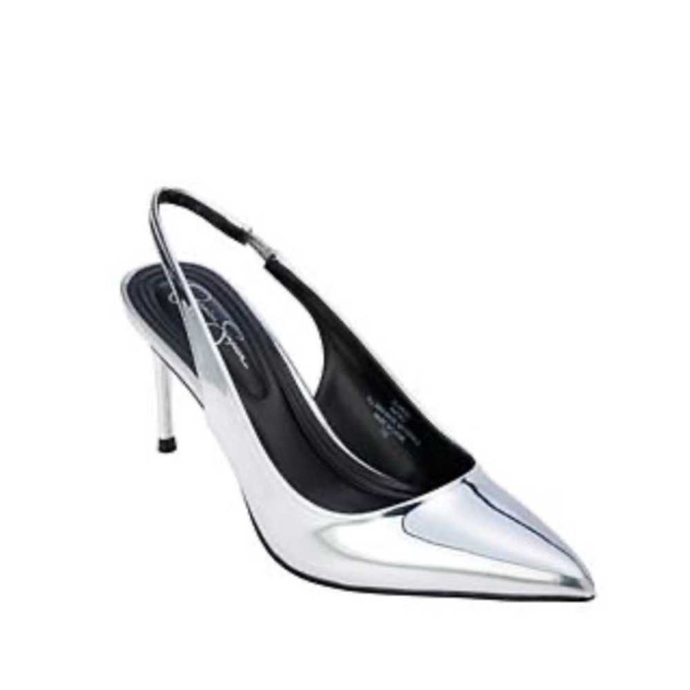 Jessica Simpson Souli Sling Back Pumps Metallic Silver